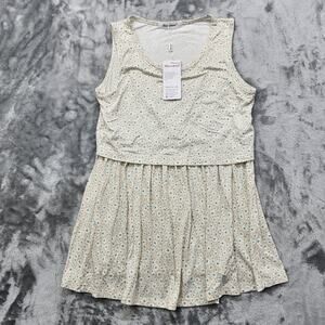 NEW Bearsland Top Womens S Beige Blue Floral Sleeveless Maternity Nursing Tank